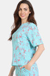 Zivame Venus Dreams Knit Poly Loungewear Top - Aruba Blue — thumbnail 3